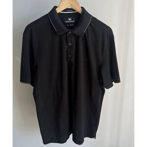 Buttercloth Icy‎ Cotton Black Polo Shirt Mens XL Short Sleeve Stretch Slim Fit